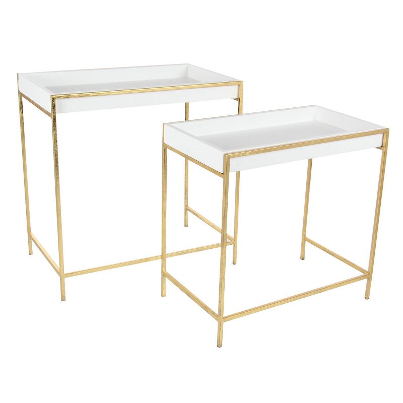 Set of 2 Contemporary Metal Console Tables Gold - Olivia &#38; May, 1 of 5