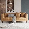 Faux Leather Sofa Couch, Modern 78" W Sofa with Deep Seats, 3 Seater Sofa Couch with 2 Throw Pillows and Wood Legs, for Living Room - 3 of 4