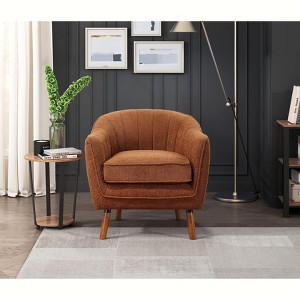 Sapphtopaz 1pc Mid-Century Accent Chair Chenille Fabric Upholstered Lounge Chair with Solid Wood Legs, Living Room Chair Comfy Chair - 1 of 4