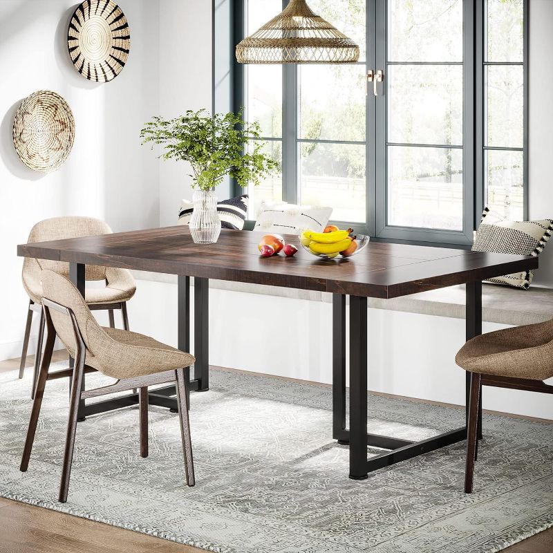 Tribesigns Farmhouse Rectangular Kitchen Dining Table, 5 of 7