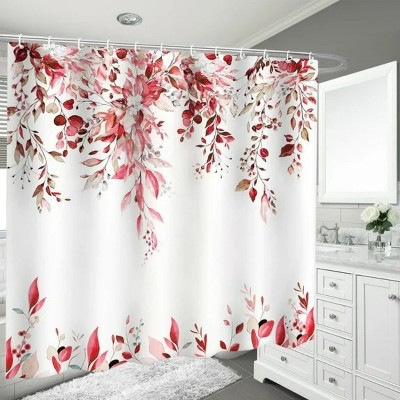 LunaLulinlk Red Eucalyptus Fabric Shower Curtain
