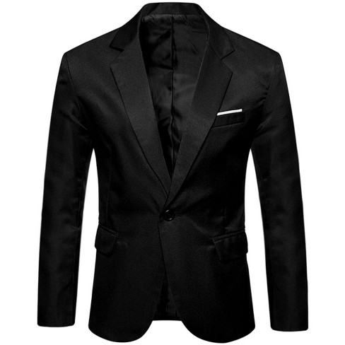 Single breasted one button slim fit men's casual blazer