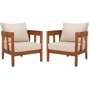 Owen Chair Indoor/Outdoor (Set Of 2) - PAT7085 - Natural/Taupe - Safavieh - 1 of 4