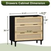 3-Drawers Rattan Storage Cabinet Rattan Drawer, CENGHU Nightstand, Coffee Bar Cabinet, for Bedroom, Living Room, Dining Room, Hallways - 4 of 4