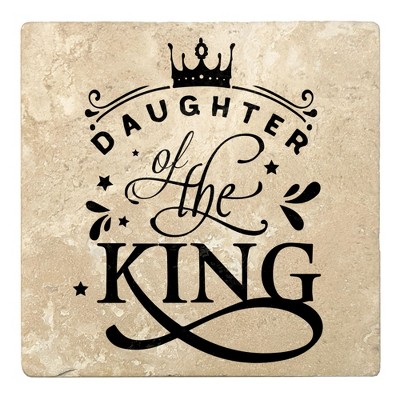 Christmas by Krebs Set of 4 Beige and Black "DAUGHTER of the KING" Square Coasters 4"