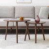Lyngins Mid-Century Modern Oval Coffee Table, Pebble Shaped Coffee Table, Solid Oak Center Table with Staggered Design, Living Room Table Low Table - 4 of 4
