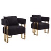 Gulches Set of 2 Modern Teddy Fleece Decorative Side Chairs Gold Metal Square Legs, High Rebound Sponge, Ergonomic Design,Black - 4 of 4