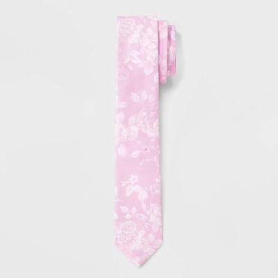 Men's Floral Print Neck Tie - Goodfellow & Co™ Pink: Botanical Pattern, Woven, 58" Length
