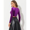 INSPIRE CHIC Women's Velvet Scoop Neck Long Sleeve Solid Crop Top - 4 of 4
