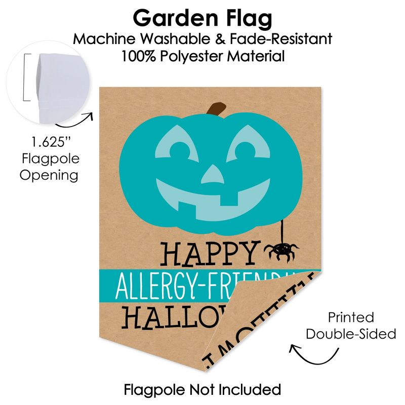 Big Dot of Happiness Teal Pumpkin - Outdoor Home Decorations - Double-Sided Halloween Allergy Friendly Trick or Trinket Garden Flag - 12 x 15.25 in, 3 of 9