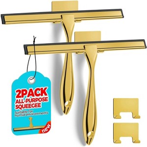 2-Pack Shower Squeegee for Glass Doors, 10-Inch All-Purpose Stainless Steel Squeegee for Tile, Window, and Car - 1 of 4