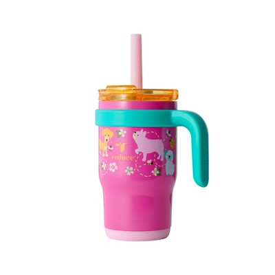 Reduce 14oz Coldee Vacuum Insulated Stainless Steel Straw Tumbler Bright Pink: Kids Leakproof Drinkware