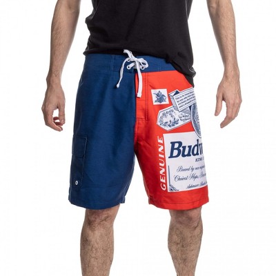 Budweiser Mens Budweiser Red White and Blue Beer Label Swim Board Shorts - 2XLarge — фото 2
