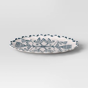 Medium Stoneware Floral Serving Platter - Threshold™ - 1 of 3