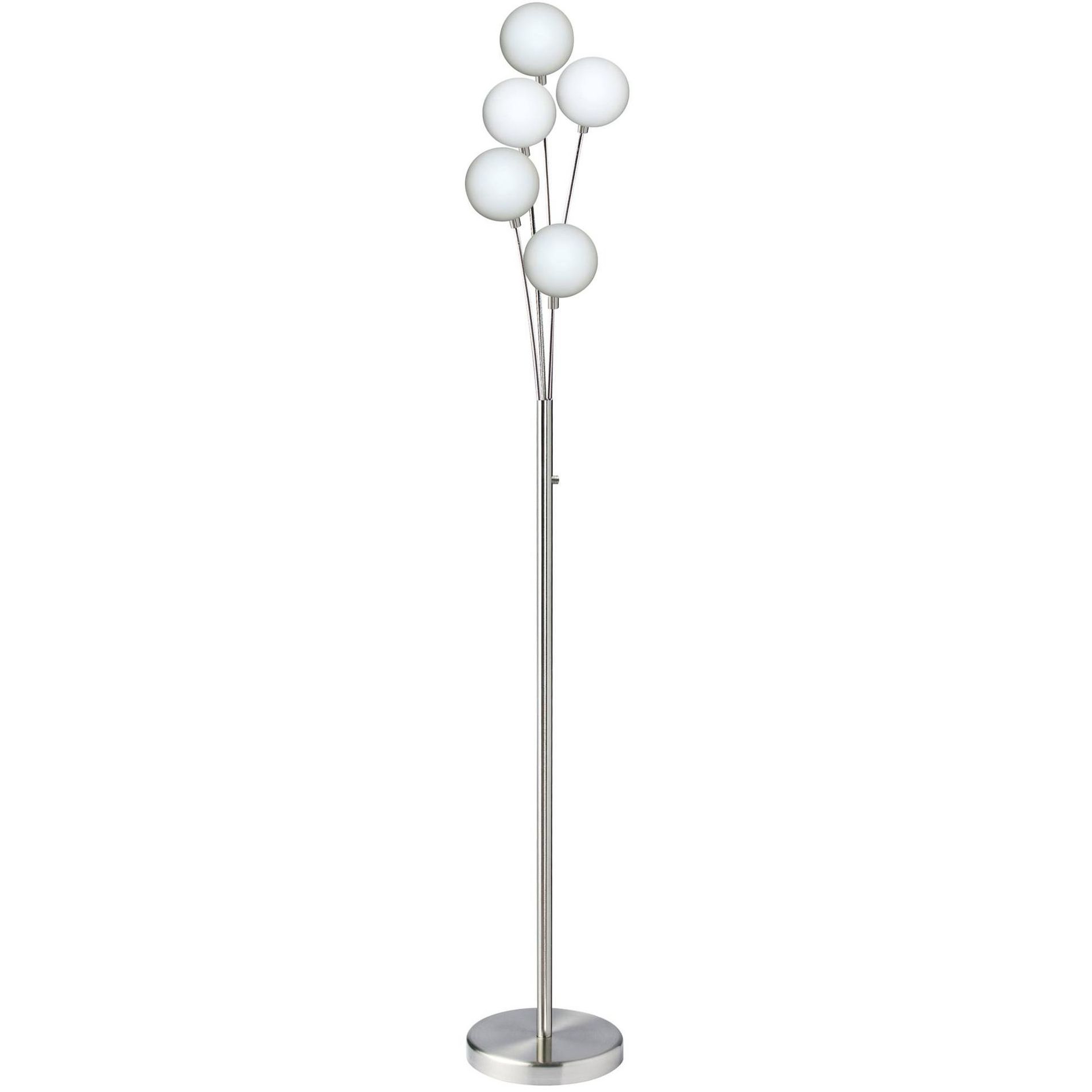 Dainolite Zelda 70 1/2" 5-Light Satin Chrome White Glass Modern Floor Lamp