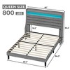 Bed Frame with USB Charging Station & LED Lights, LED Platform Bed with 2-Tier Upholstered Storage Headboard, Sturdy Wood Support, - 2 of 4