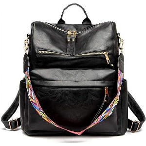 DOMETOUR PU Leather Backpack Purse For Women Convertible Ladies Fashion Casual Large School Shoulder Bags - 1 of 4