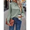 Women's Frill Mock Neck Flounce Long Sleeve Blouse Crew Neck Shirt Top - 2 of 3