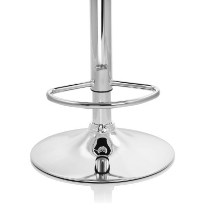 Luxe White Diamond Stitch Adjustable Metal Bar Stool - Set of 2