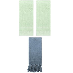 REGALWOVEN 3 Packs Striped and Tassels Bathroom Hand Towel 14" x 30" - 1 of 4
