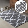 Home Mart Goods Grey 2 Piece Trellis Plush Soft Cozy 100% Cotton Bath Mat Set - 2 of 4