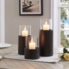Danya B Contemporary Candle Holder Set (3) With Clear Glass Hurricanes And Textured Metal Base - 3 of 4