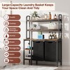 Laundry Hamper with Shelf, 2 Section Laundry Sorter,Laundry Basket with 2 Pull-Out and Removable Laundry Bags, for Laundry Room, Rustic Brown - 4 of 4