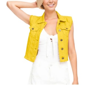 Anna-Kaci Women's Distressed Denim Crop Vest - 1 of 4