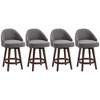 HOMCOM Bar Stools Set of 4, Linen Fabric Kitchen Counter Stools with Nailhead Trim, Rubber Wood Legs and Footrest for Dining Room, Pub, Dark Gray - 4 of 4
