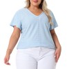 Agnes Orinda Women's Plus Size V Neck Eyelet Short Sleeve Casual Trendy Blouses - 2 of 4