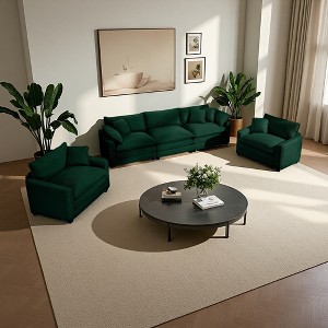 3-Piece Corduroy Sofa Set with Cushions & Pillows - 1 of 4