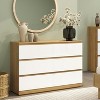 6 Drawer Double Dresser, Wide Chest Antique White Chest of Drawers, Wood Drawer Organizer for Bedroom, Living Room, Hallway, Entryway - 4 of 4