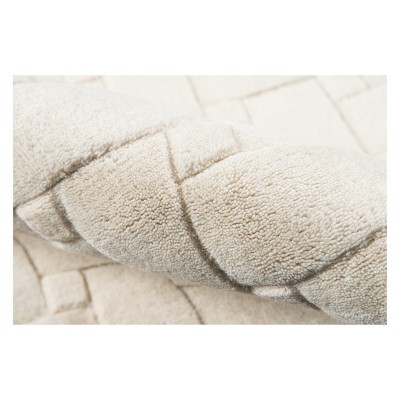 Ivory Geometric Hand Tufted Wool Rectangular Rug
