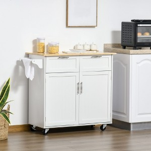 NicBex Mobile Kitchen Island Cart Morden Kitchen Carts on Wheels with Storage, 2 Cabinets Doors and 2 Drawer for Dining Rooms - 1 of 4