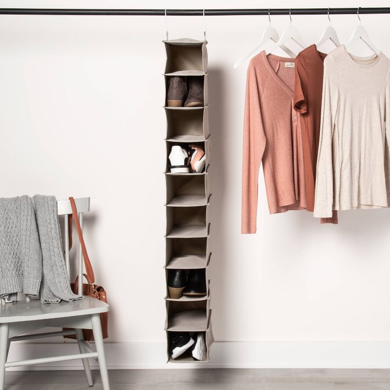 10 Shelf Hanging Shoe Storage Organizer Gray - Room Essentials&#8482;, 2 of 8