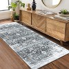 Acekool Vintage Washable Runner - 2x6 Non-Slip Rug in Soft Grey - 2 of 4