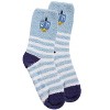 Memoi Striped Dreidel Embroidery Cozy Holiday Crew Socks Light Blue 9-11 - 3 of 4
