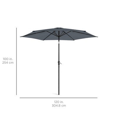 Slate 10ft Outdoor Steel Market Patio Umbrella with Crank and Tilt