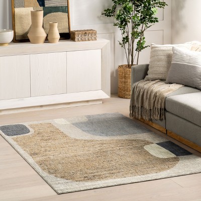 Ryanna 4' x 6' Multicolor Abstract Synthetic Area Rug