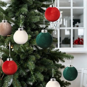 25pcs 6cm Christmas Ball Ornament Set - Velvet Christmas Ornaments, Christmas Tree Decorations, Holiday Ornament Set, Festive Tree Ornaments - 1 of 4