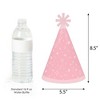 Big Dot of Happiness Pink Confetti Stars - Cone Happy Birthday Party Hats for Kids and Adults - Set of 8 (Standard Size) - 3 of 4