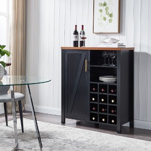 Kings Brand Furniture - Sideboard Buffet Wine Liquor Bar Cabinet for Kitchen, Living Room, Dining Room, Black - 1 of 4