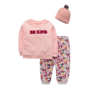 Chick Pea Baby Girl Layette Long Sleeve Newborn bodysuit and Pants Jogger Set - 1 of 4