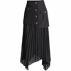 Clotth Women's Irregular Maxi Skirt - High Waist Dressy Chiffon Maxi Skirt,Flowy Patchwork A-Line Long Pleated Skirt with Multiple Pockets - 4 of 4