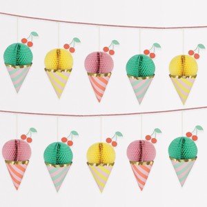 Meri Meri Ice Cream Honeycomb Garland (10' with excess cord - Pack of 1) - 1 of 4