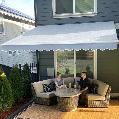 ALEKO 20 X 10 feet Motorized Retractable Patio Awning White Frame 20'x10'