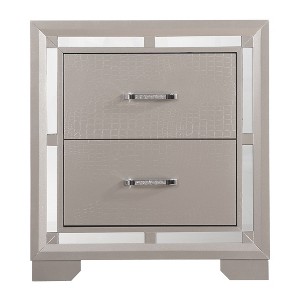 Passion Furniture Alana 2-Drawer Silver Champagne Nightstand (28 in. H x 25 in. W x 17 in. D) - 1 of 4