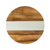 Slickblue Marble & Acacia Wood Round Board, 11” - White/Black Stripe Design for Charcuterie & Prep - 3 of 4