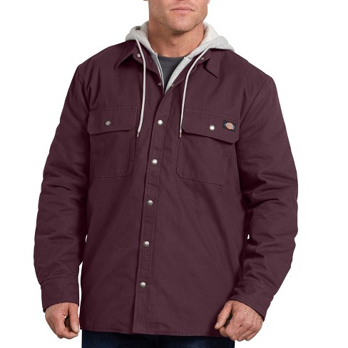 dickies men's relaxed fit hooded duck quilted shirt jacket