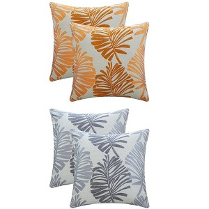 REGALWOVEN 4 Pcs Palm Leaf Pattern Decorative Throw Pillow Covers for Farmhouse Home Sofa Couch Bed - 1 of 4